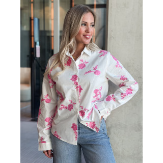 Chemise à fleurs Floralie - Blanc/Rose