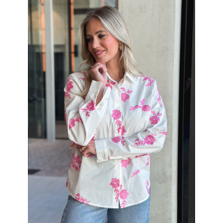 Chemise à fleurs Floralie - Blanc/Rose