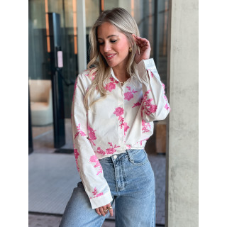 Chemise à fleurs Floralie - Blanc/Rose