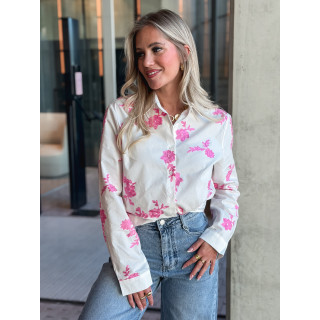 Chemise à fleurs Floralie - Blanc/Rose