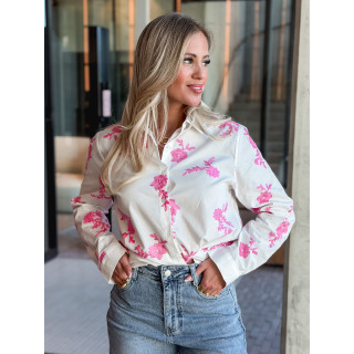 Chemise à fleurs Floralie - Blanc/Rose