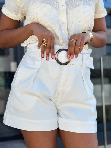 Short en jeans Alexandra - Blanc