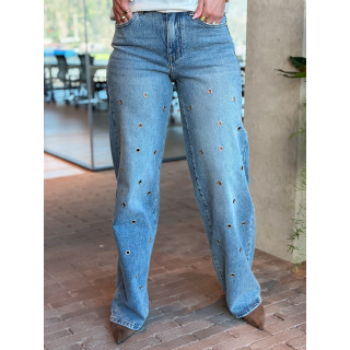 Jeans à oeillet Alby - Bleu