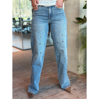 Jeans à oeillet Alby - Bleu