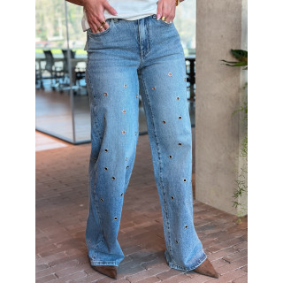 Jeans à oeillet Alby - Bleu