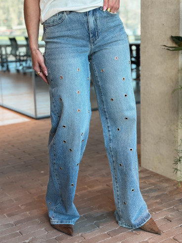 Jeans à oeillet Alby - Bleu