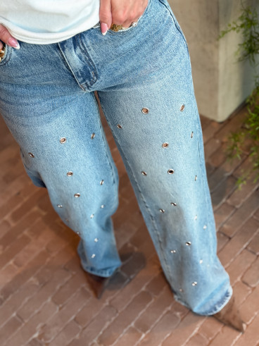 Jeans à oeillet Alby - Bleu