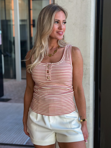 Débardeur ligné Nadie - Ecru/rouge