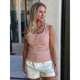 Débardeur ligné Nadie - Ecru/rouge