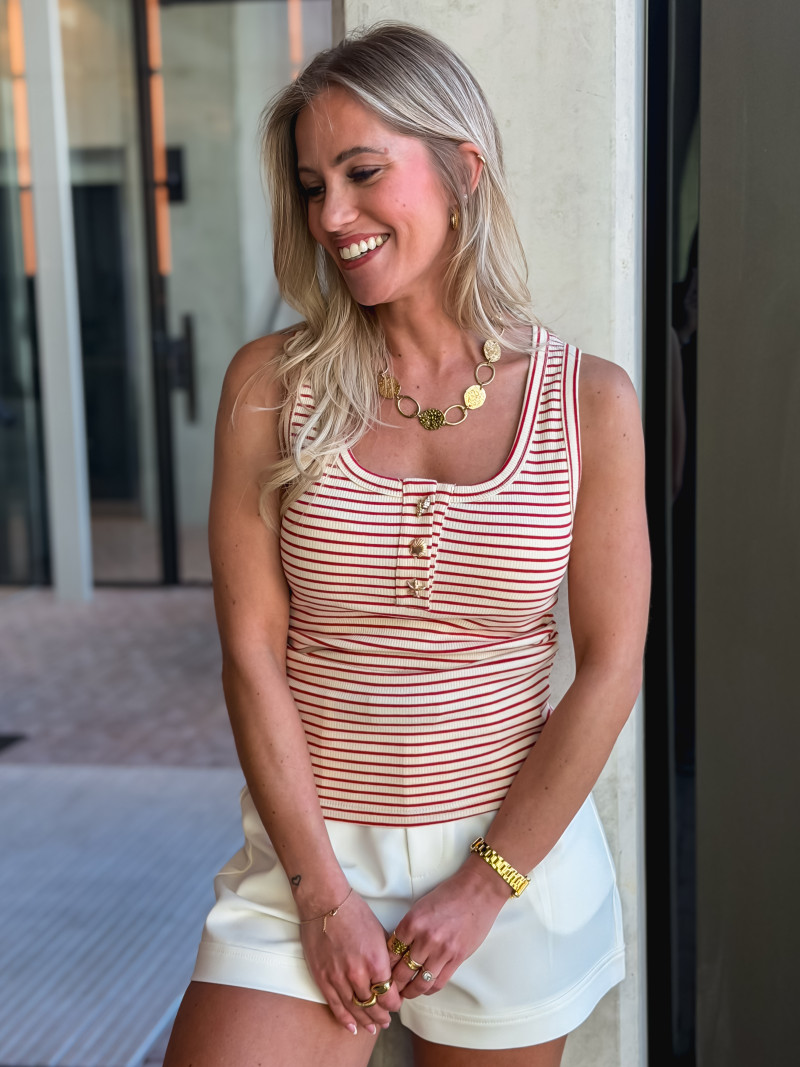 Débardeur ligné Nadie - Ecru/rouge