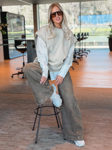 Pull Sans Manches Zélyna - Taupe