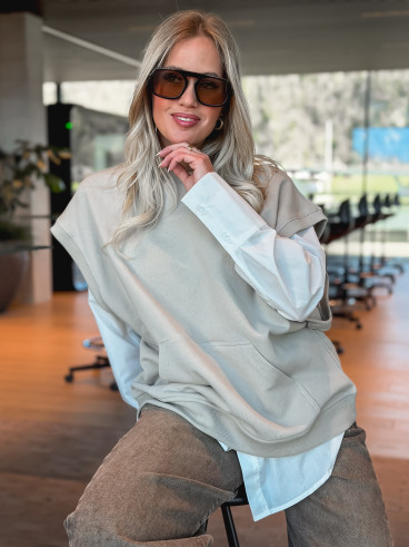 Pull Sans Manches Zélyna - Taupe