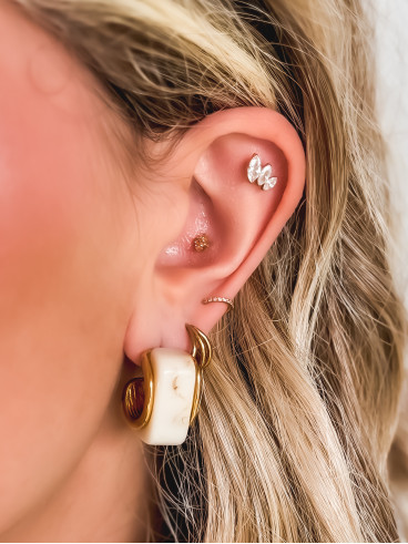 Boucles d'oreilles Pearl - Doré/Beige