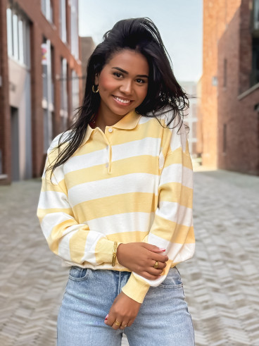 Pull ligné Neïla - Jaune/Blanc