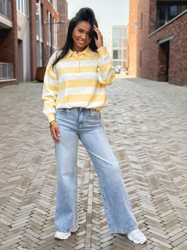 Pull ligné Neïla - Jaune/Blanc