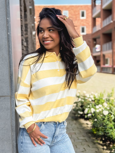 Pull ligné Neïla - Jaune/Blanc