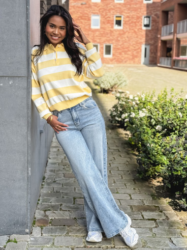 Pull ligné Neïla - Jaune/Blanc