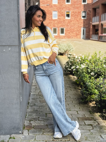 Pull ligné Neïla - Jaune/Blanc