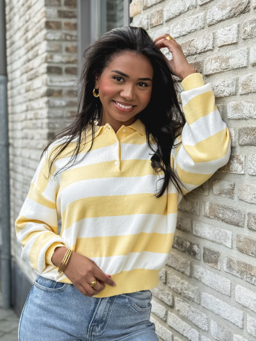 Pull ligné Neïla - Jaune/Blanc