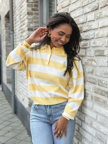 Pull ligné Neïla - Jaune/Blanc