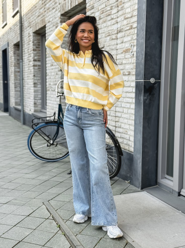 Pull ligné Neïla - Jaune/Blanc