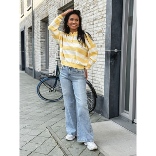 Pull ligné Neïla - Jaune/Blanc