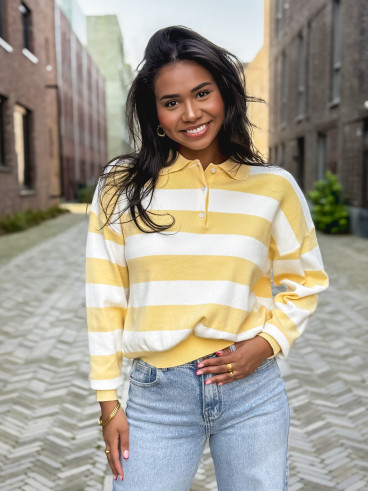 Pull ligné Neïla - Jaune/Blanc