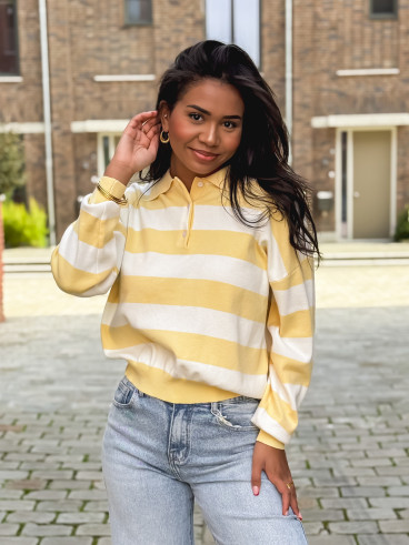 Pull ligné Neïla - Jaune/Blanc