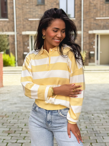 Pull ligné Neïla - Jaune/Blanc