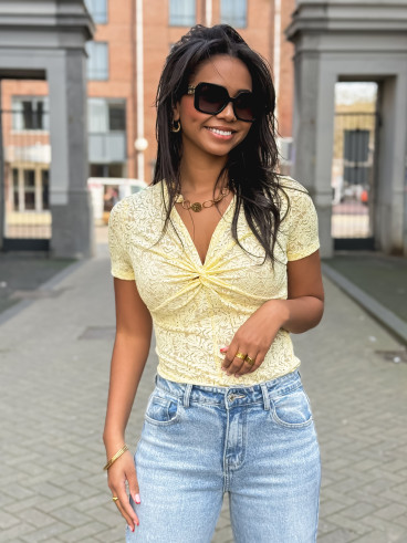 Body en dentelle Mathilda - Jaune