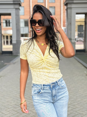 Body en dentelle Mathilda - Jaune