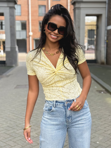 Body en dentelle Mathilda - Jaune