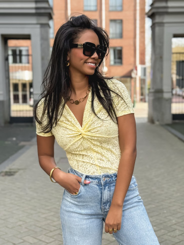 Body en dentelle Mathilda - Jaune