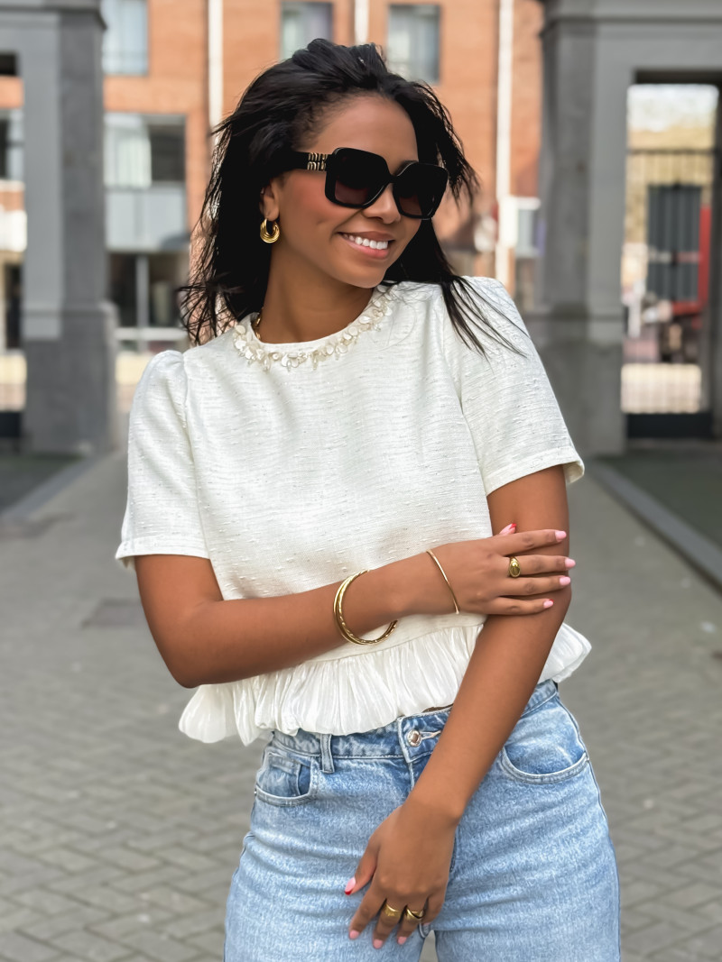 Blouse à manches courtes Elaria - Ecru