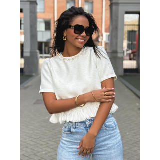 Blouse à manches courtes Elaria - Ecru