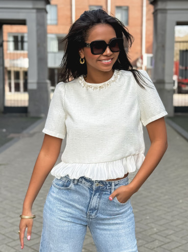 Blouse à manches courtes Elaria - Ecru