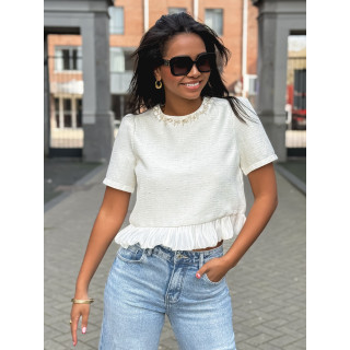 Blouse à manches courtes Elaria - Ecru