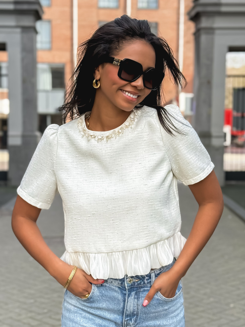 Blouse à manches courtes Elaria - Ecru