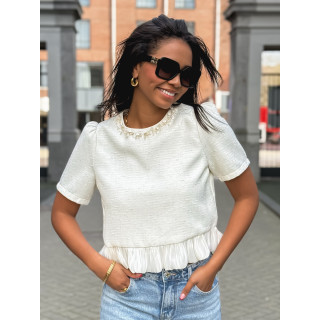 Blouse à manches courtes Elaria - Ecru