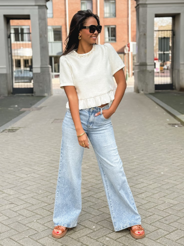 Blouse à manches courtes Elaria - Ecru