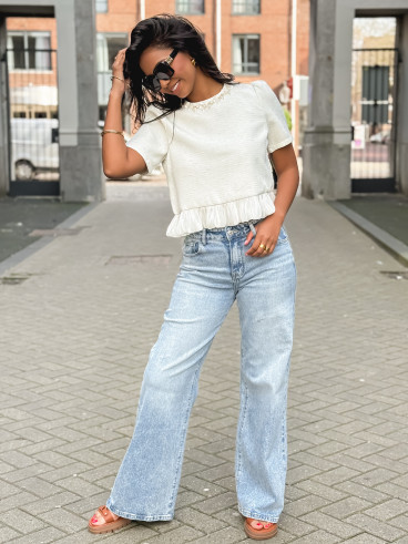 Blouse à manches courtes Elaria - Ecru