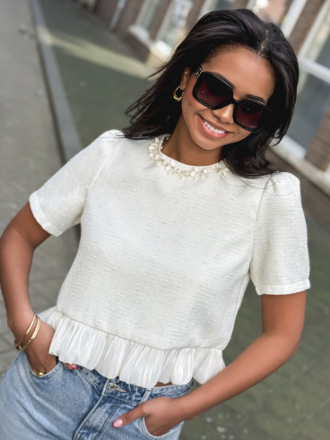 Blouse à manches courtes Elaria - Ecru