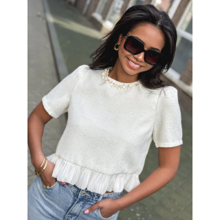 Blouse à manches courtes Elaria - Ecru