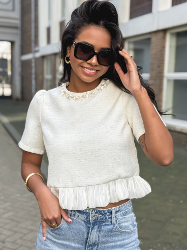 Blouse à manches courtes Elaria - Ecru