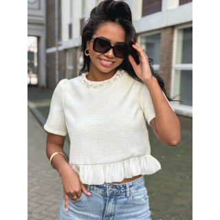 Blouse à manches courtes Elaria - Ecru