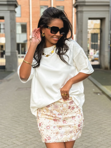 Jupe courte à sequins Magnolia - beige