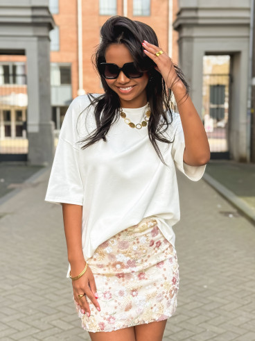 Jupe courte à sequins Magnolia - beige