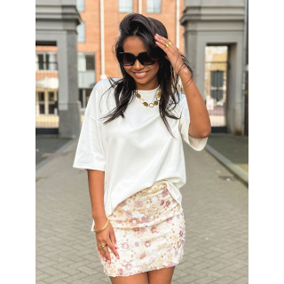 Jupe courte à sequins Magnolia - beige