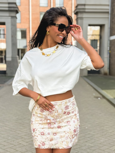 Jupe courte à sequins Magnolia - beige