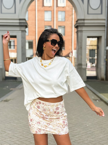 Jupe courte à sequins Magnolia - beige